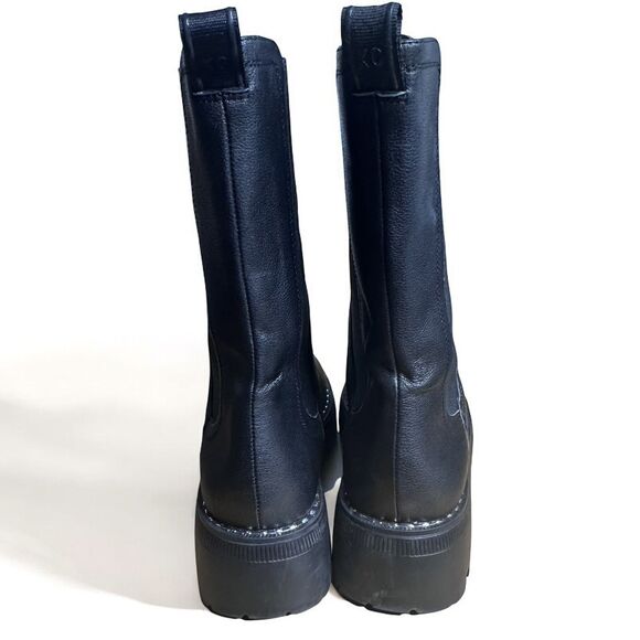 Kenneth Cole Boots Women's Size 7 Black Leather Radell Chelsea Chunky Lug Sole - Picture 5 of 12